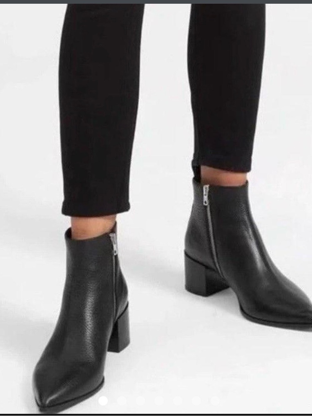 Everlane Womens The Boss Boot Ankle 6 Pointed Toe Heel Pebbled Leather Blk 8
